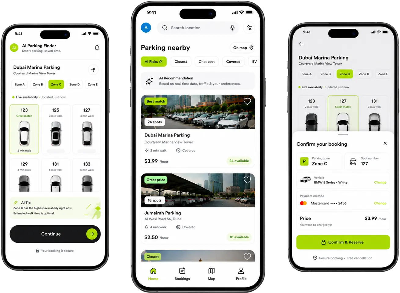 AI parking finder app preview