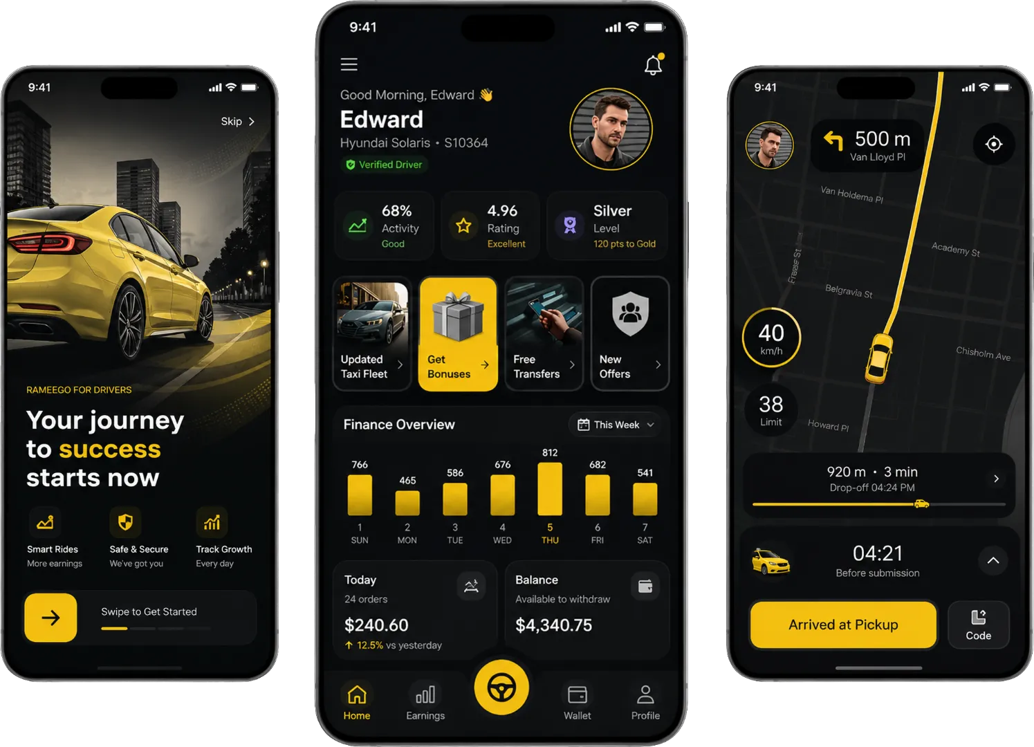 AI Taxi Booking App preview screens
