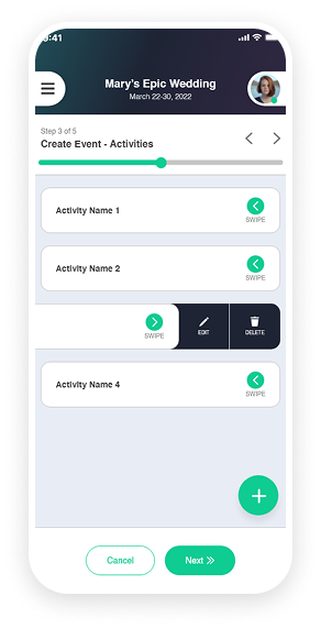 Activities screen