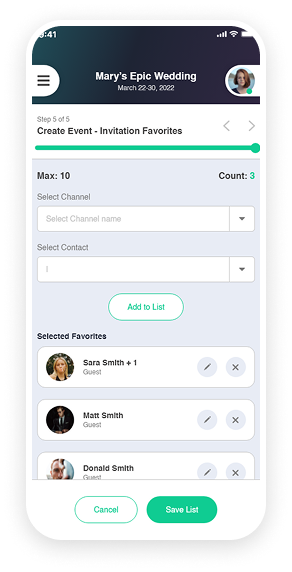 Attendees screen