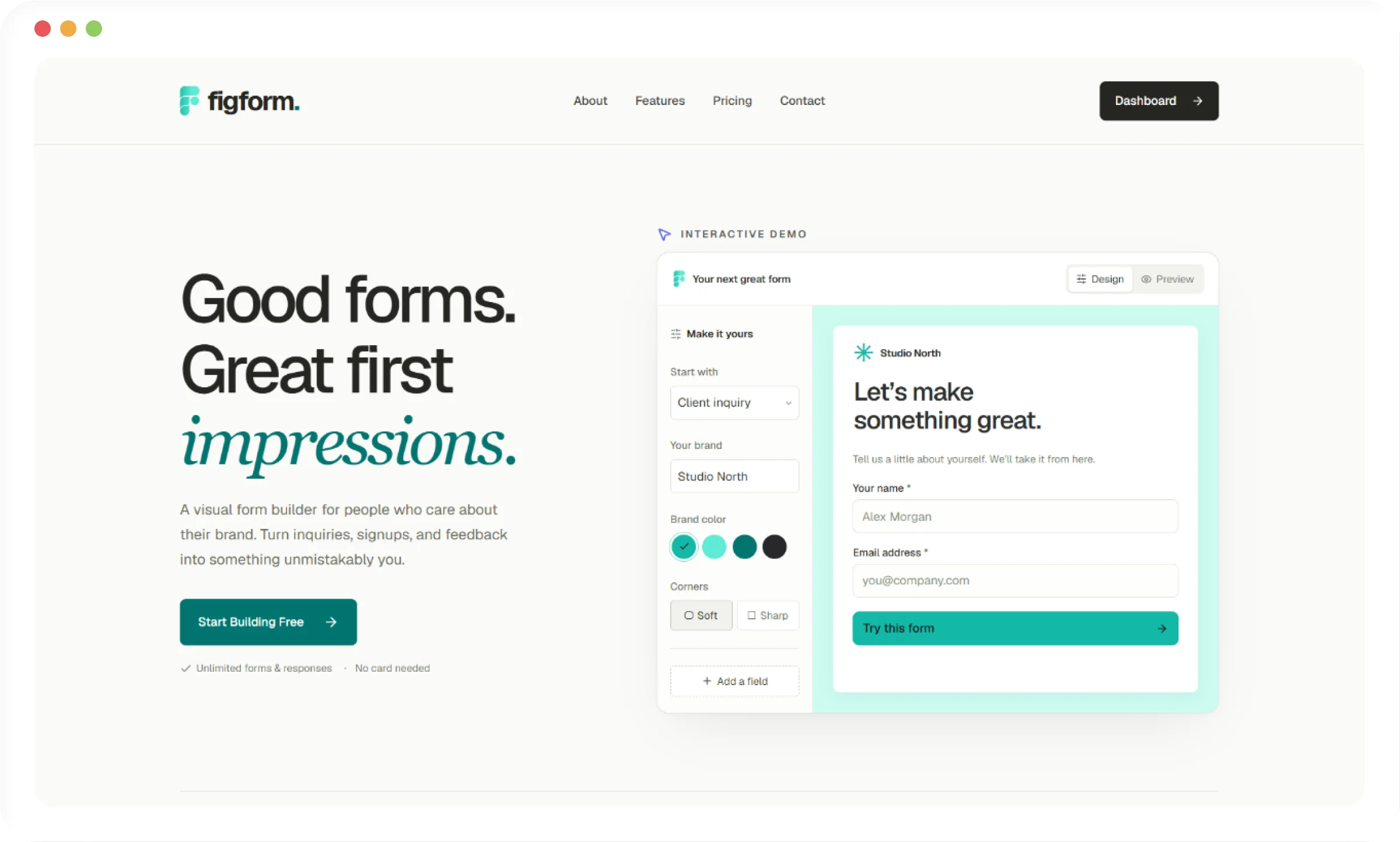 FigForm marketing website home page in a browser window