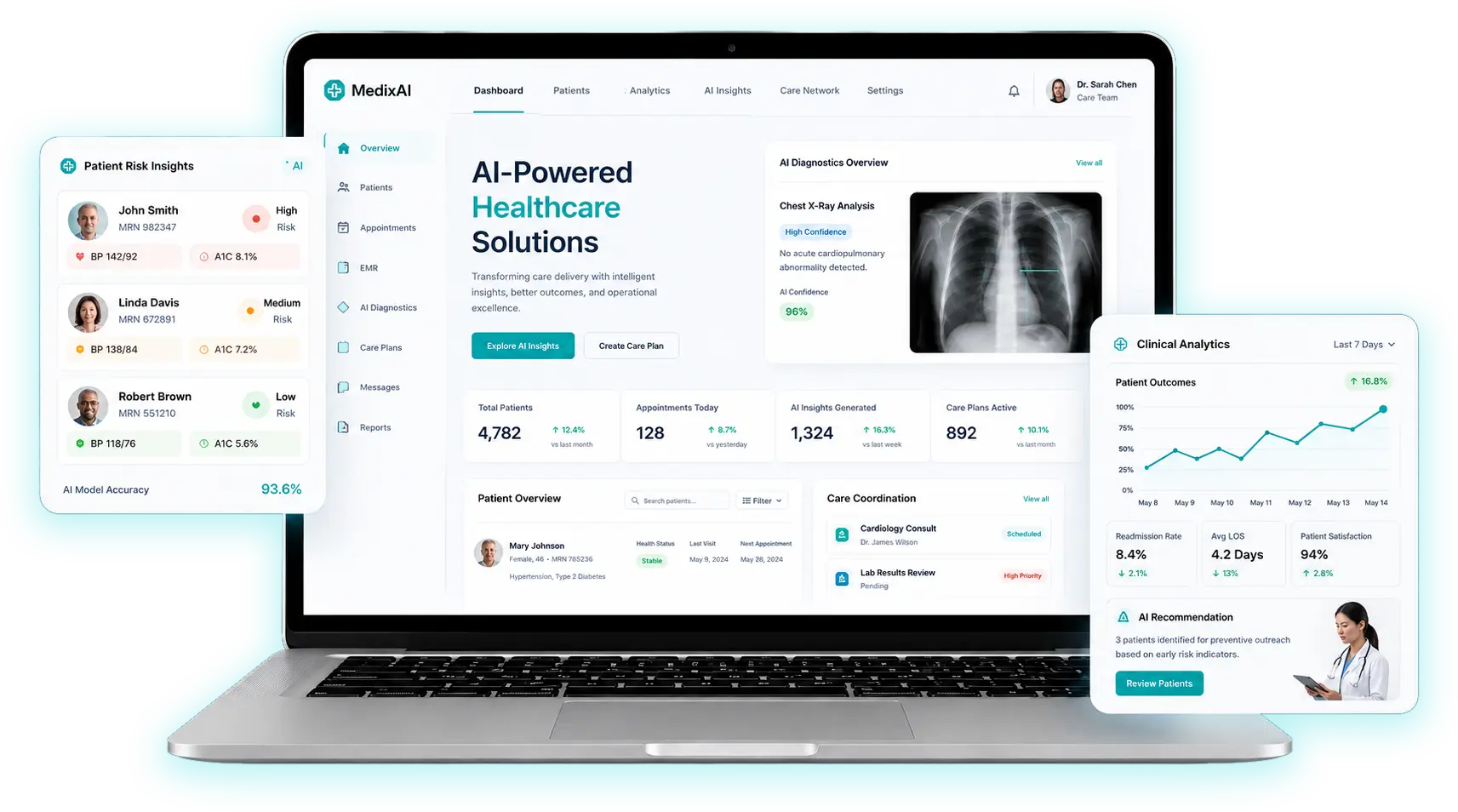 AI Healthcare software demo screens