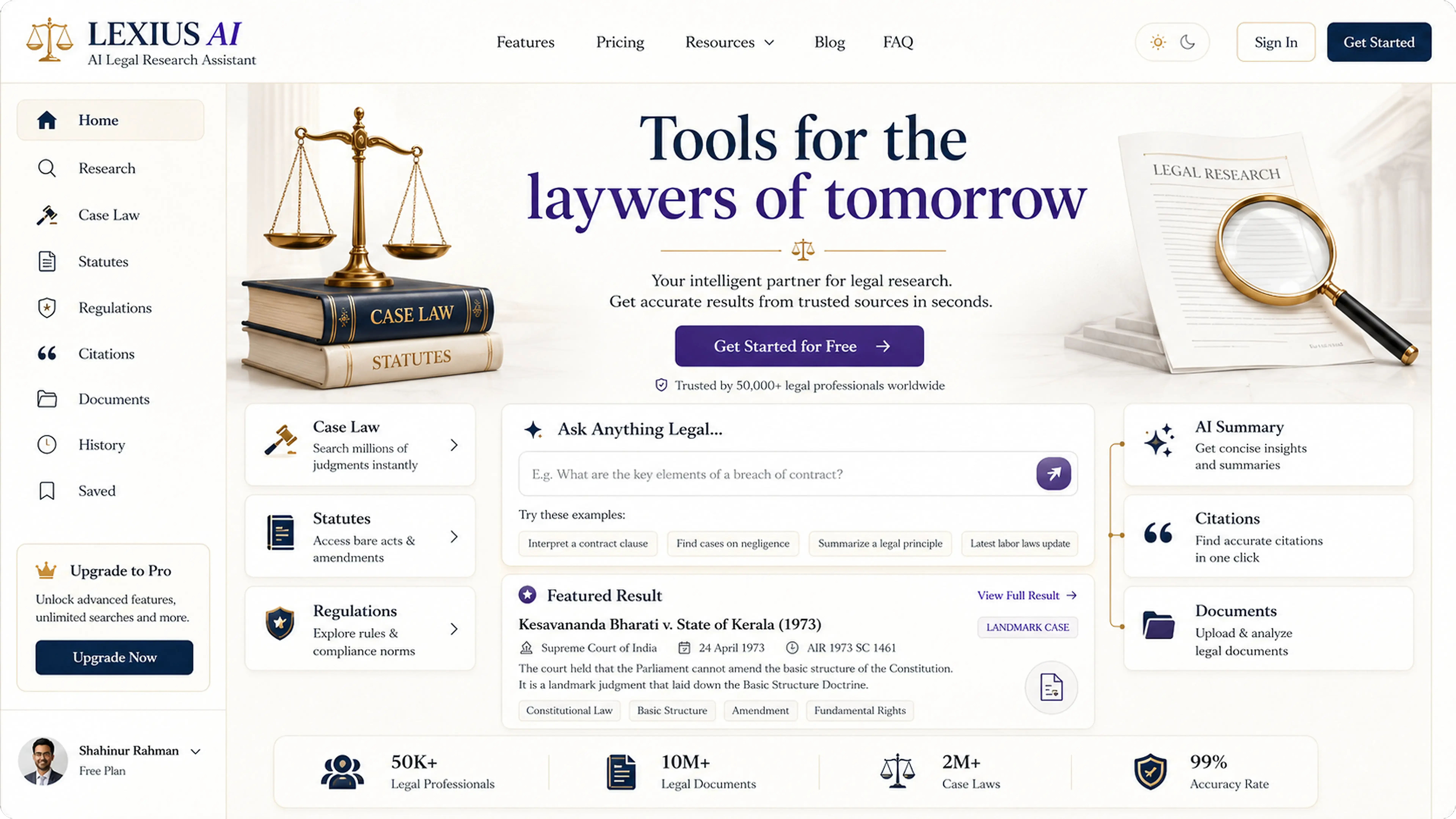 AI legal research assistant app