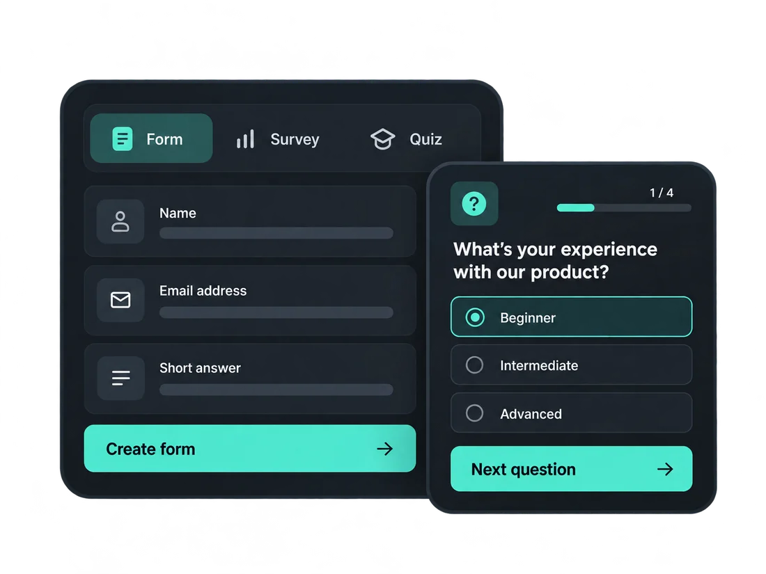 Form, survey and quiz builder preview