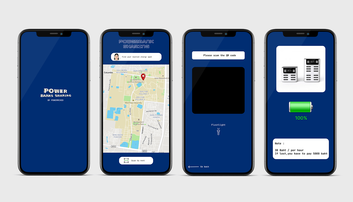 Power Bank Rental App Screen